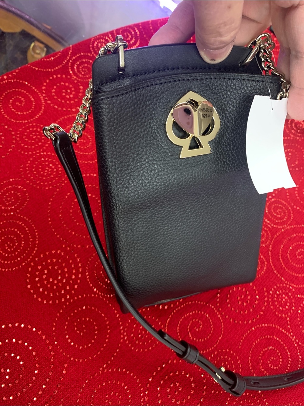 kate spade Black Pebbled Leather Crossbody with Gold Spade Emblem - Picture 4 of 9
